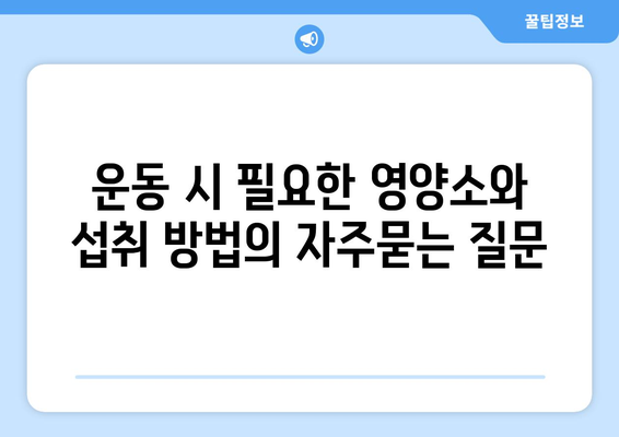 운동 시 필요한 영양소와 섭취 방법